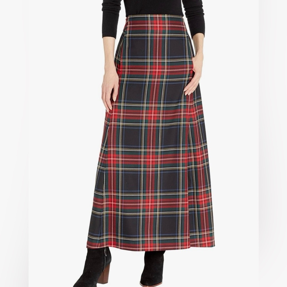 Pendleton Red and Navy Plaid Maxi Skirt with pockets 555